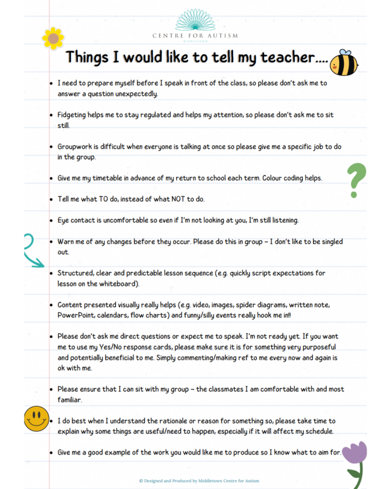 Things I would like to tell my teacher