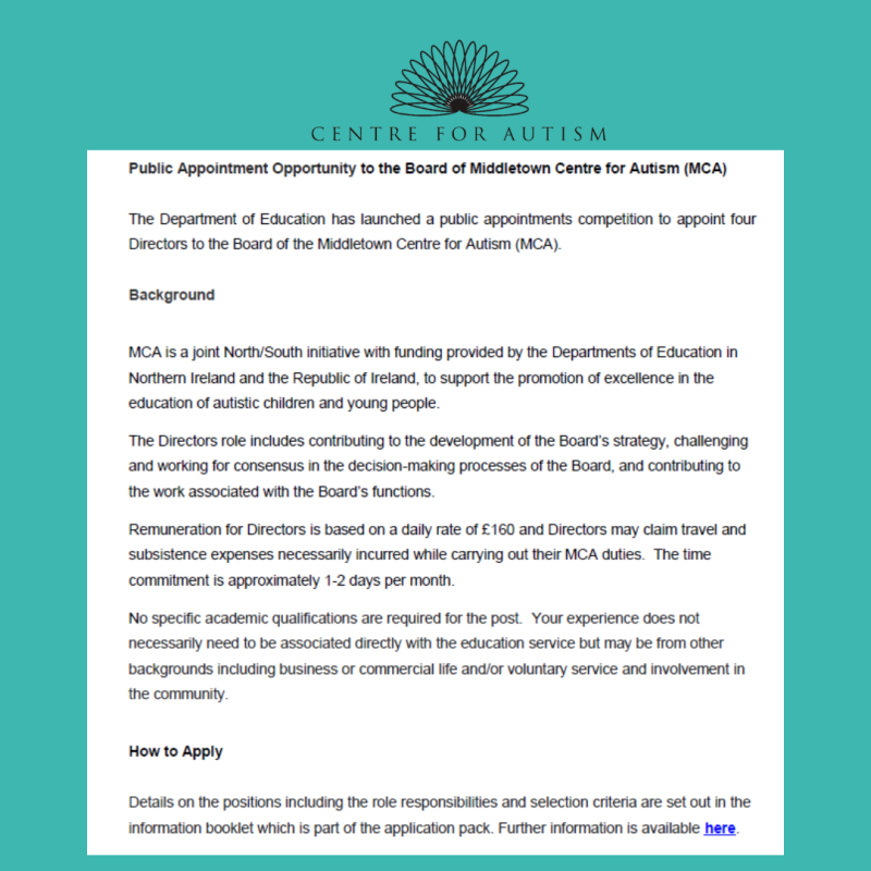 Public Appointment Opportunity to the Board of Middletown Centre for Autism