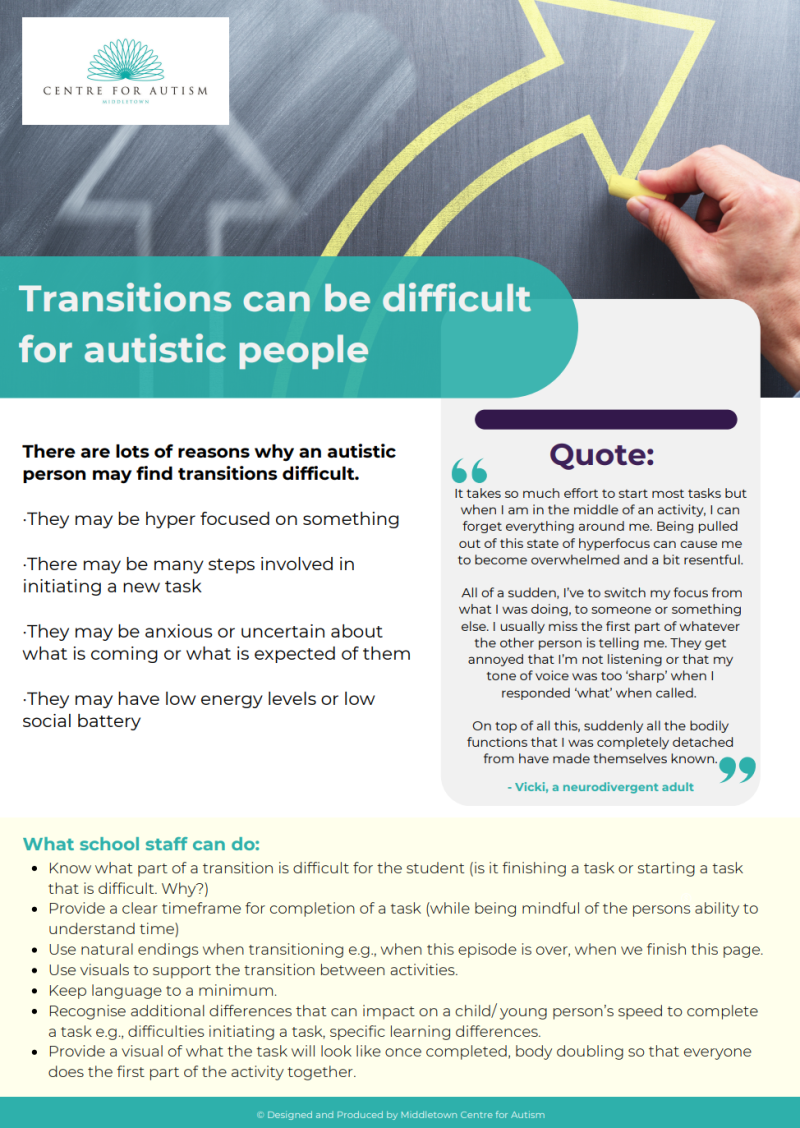 Transitions can be difficult for autistic people 
